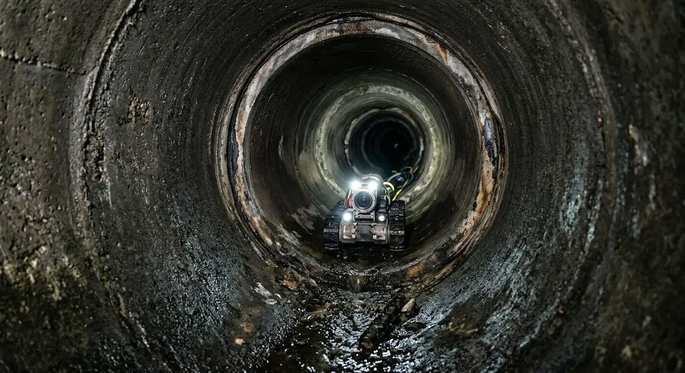 Robotic sewer camera inspecting pipe interior for Sewer Line Repair in Mango